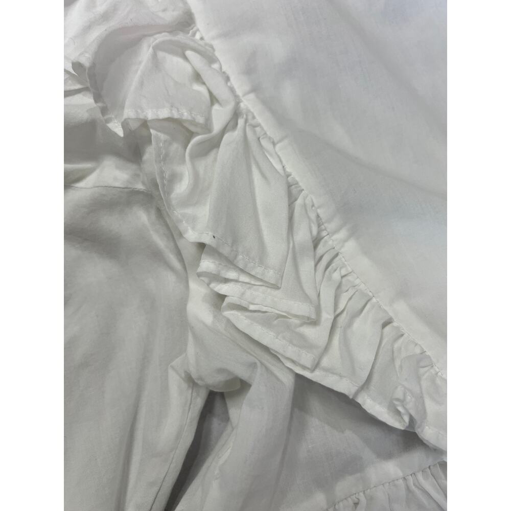 RHODE Ruffle Puff Sleeve Deep V Crop Blouse SIZE XS White Cotton Shirt - Picture 8 of 11